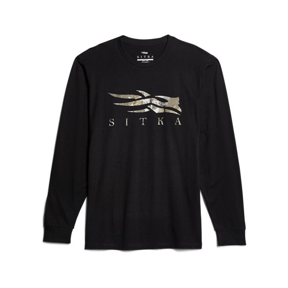 Sitka Optifade Icon Long Sleeve T Shirts Herren Schwarz | FSCZBY826